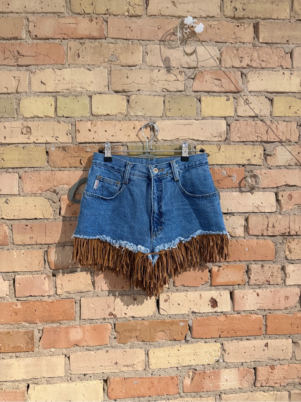Vintage JOU JOU Denim Fringe Cheeky Shorts 7/8